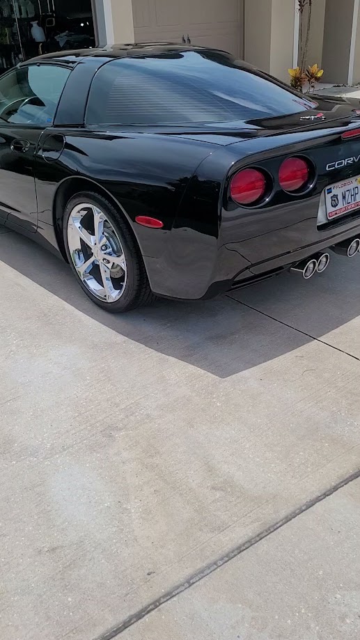 Black Corvette — rear view